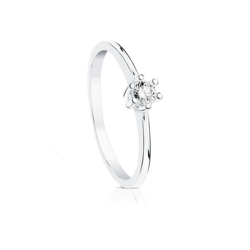 18K SOLITARIO DIAMANTE NATURAL TALLA BRILLANTE ORO BLANCO 0.100 QTS. SI-H