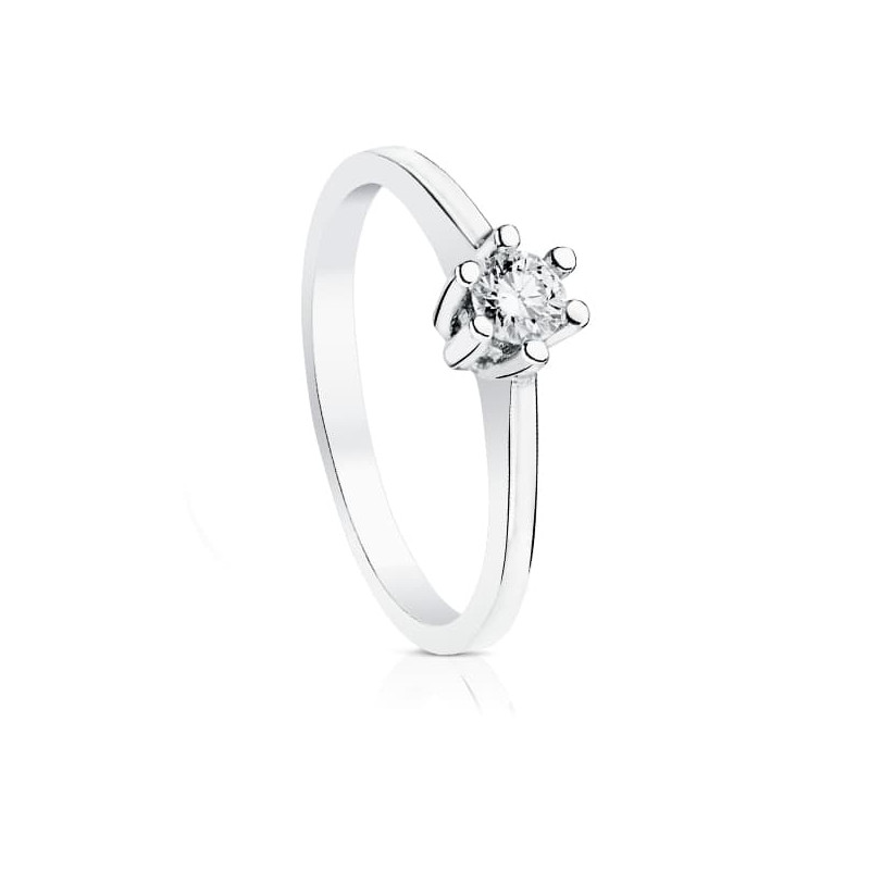 18K SOLITARIO DIAMANTE NATURAL TALLA BRILLANTE ORO BLANCO 0.200 QTS. SI-H