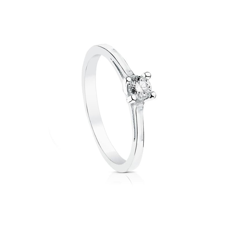18K SOLITARIO ORO BLANCO DIAMANTE NATURAL TALLA BRILLANTE 0.200 QTS. SI-H
