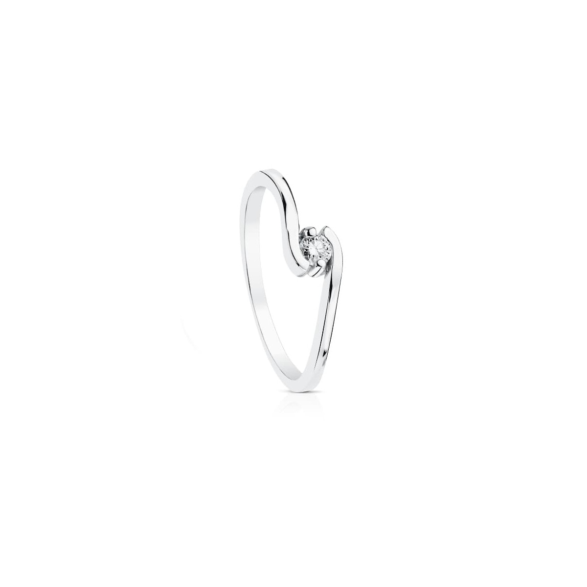 18K SOLITARIO ORO BLANCO DIAMANTE NATURAL TALLA BRILLANTE 0.100 QTS. SI-H