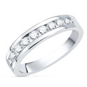 18K ALIANZA O ANILLO ORO BLANCO 9 DIAMANTES DE LABORATORIO 0,50 QTS. PUREZA VS2 COLOR G TALLA BRILLANTE