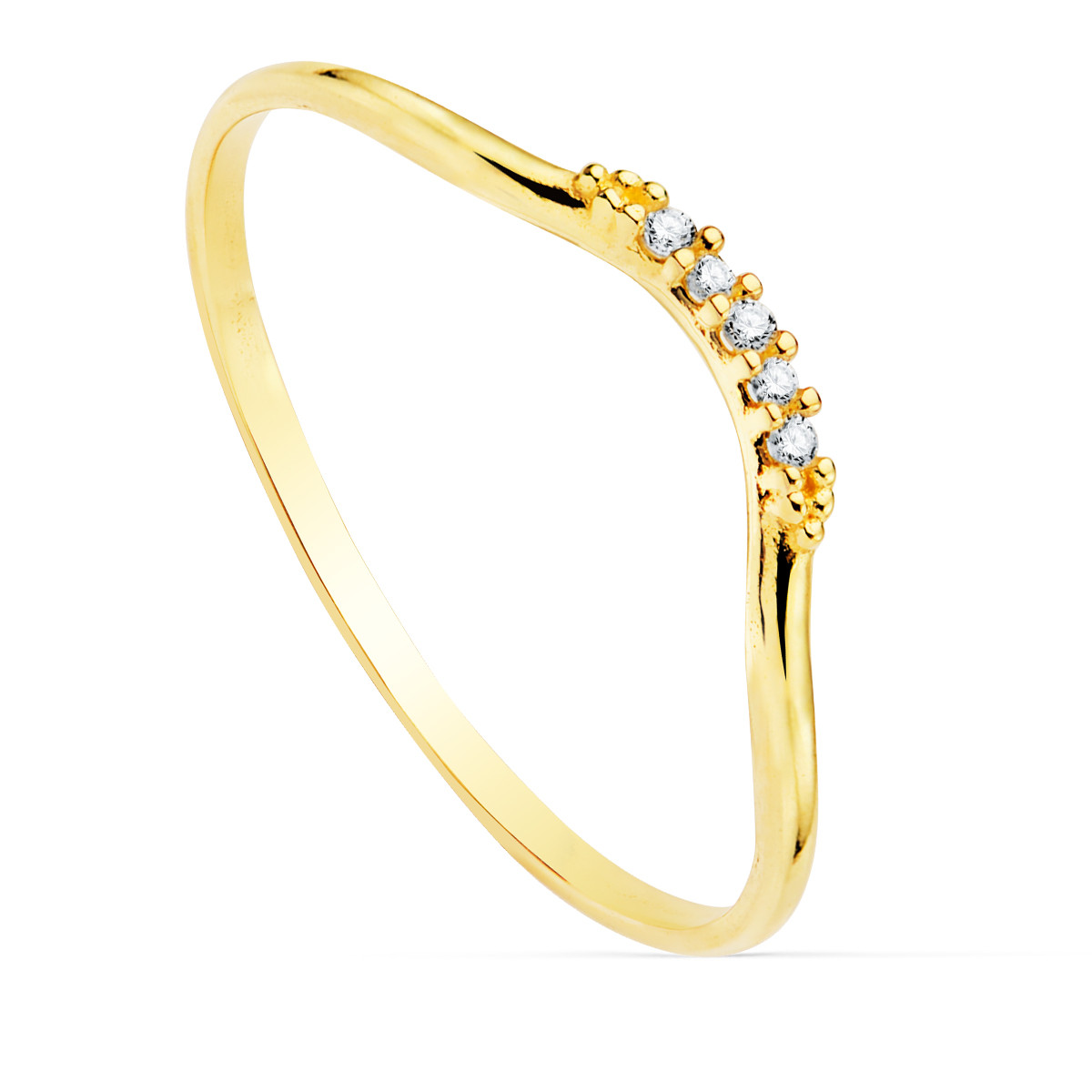 18K SORTIJA ORO AMARILLO DIAMANTES DE LABORATORIO 0,025 QTS. G-VS2. CUERPO REDONDO 1 MM