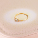 18K SORTIJA ORO AMARILLO 6 DIAMANTES DE LABORATORIO 0,030QTS. G-VS2 AGUAMARINA 3X3MM CUERPO 1MM