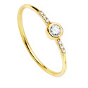 18K SORTIJA ORO AMARILLO DIAMANTES DE LABORATORIO 0,140  QTS. G-VS2. DIAMANTE 3 MM Y 6 DE 1 MM