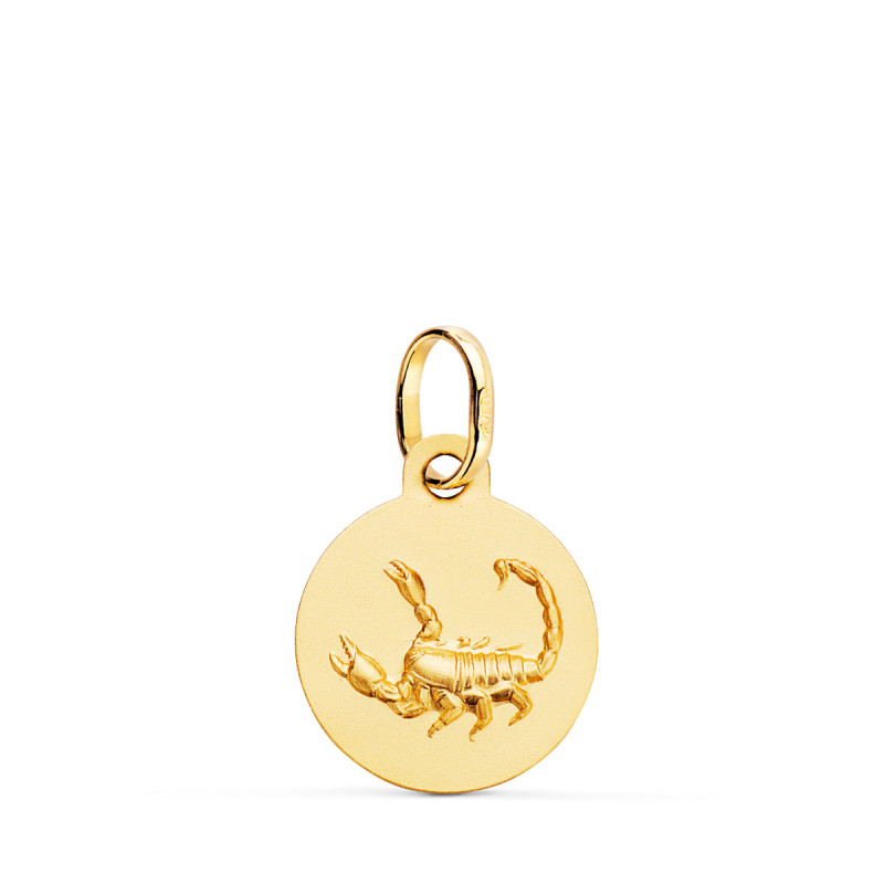 18K MEDALLA ORO AMARILLO HOROSCOPO ORO AMARILLO ORO AMARILLO ESCORPIO MATIZADA 13 MM