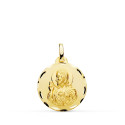 18K MEDALLA ORO AMARILLO CRISTO SAGRADO CORAZON DE JESUS TALLADA 18 MM