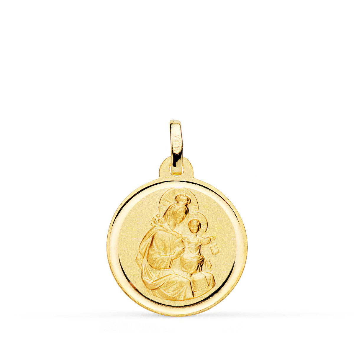 18K MEDALLA ORO AMARILLO VIRGEN MARIA DEL CARMEN BISEL 18 MM