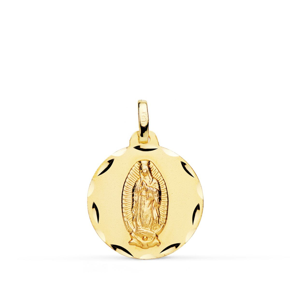 18K MEDALLA ORO AMARILLO VIRGEN DE GUADALUPE TALLADA 18 MM
