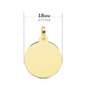18K PLACA CHAPA DISCO ORO AMARILLO LISO BRILLO 18 MM