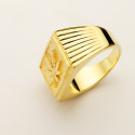 18K SELLO ORO AMARILLO HOJA DE MARIHUANA CABEZA RECTANGULAR 25X17 MM