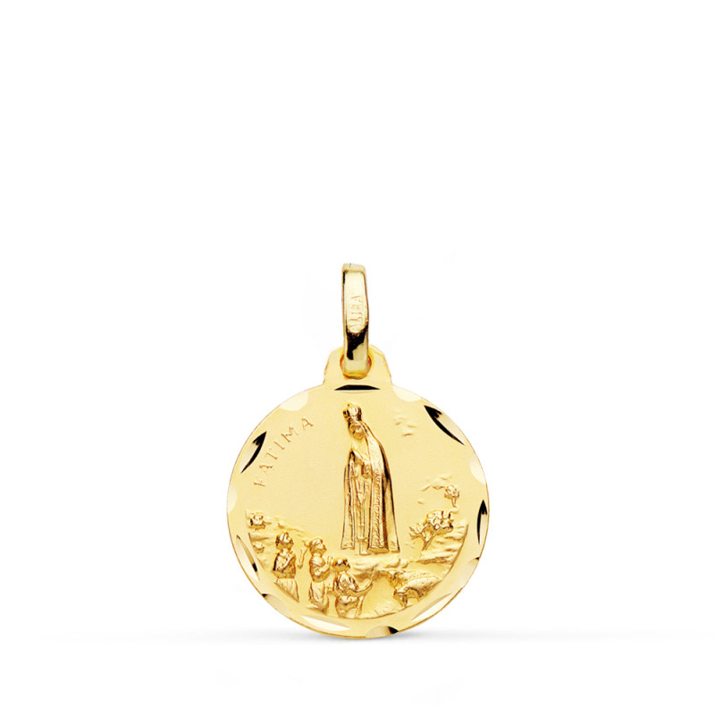 18K MEDALLA ORO AMARILLO VIRGEN DE FATIMA TALLADA 16 MM