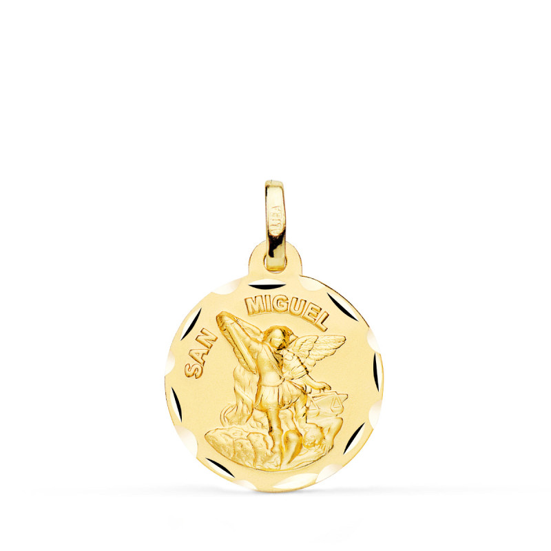 18K MEDALLA ORO AMARILLO SAN MIGUEL TALLADO 18 MM