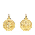 18K MEDALLA ESCAPULARIO ORO AMARILLO SAN BENITO MONJE 16 MM MATIZADA