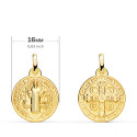 18K MEDALLA ESCAPULARIO ORO AMARILLO SAN BENITO MONJE 16 MM MATIZADA