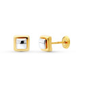 18K PENDIENTES ORO BICOLOR CUADRADO 6X6 MM. CIERRE TUERCA 18K PENDIENTES ORO BICOLOR CUADRADO 6X6 MM. CIERRE TUERCA