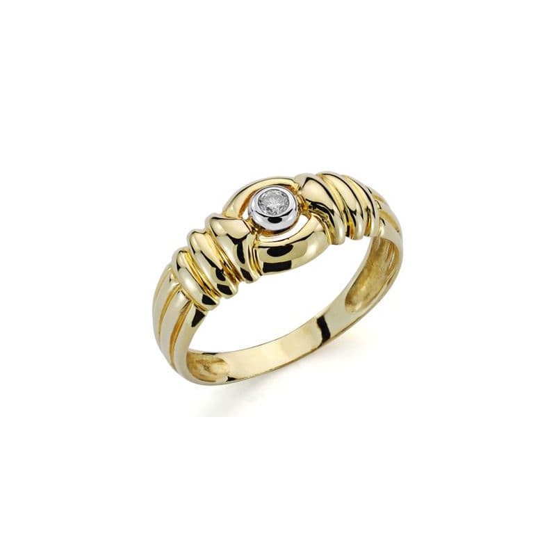 18K SORTIJA ORO BICOLOR DIAMANTE NATURAL  TALLA BRILLANTE. 0,10 QTS.