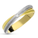 18K SORTIJA ORO BICOLOR DIAMANTE NATURAL  BICOLOR 0.03  QTS.