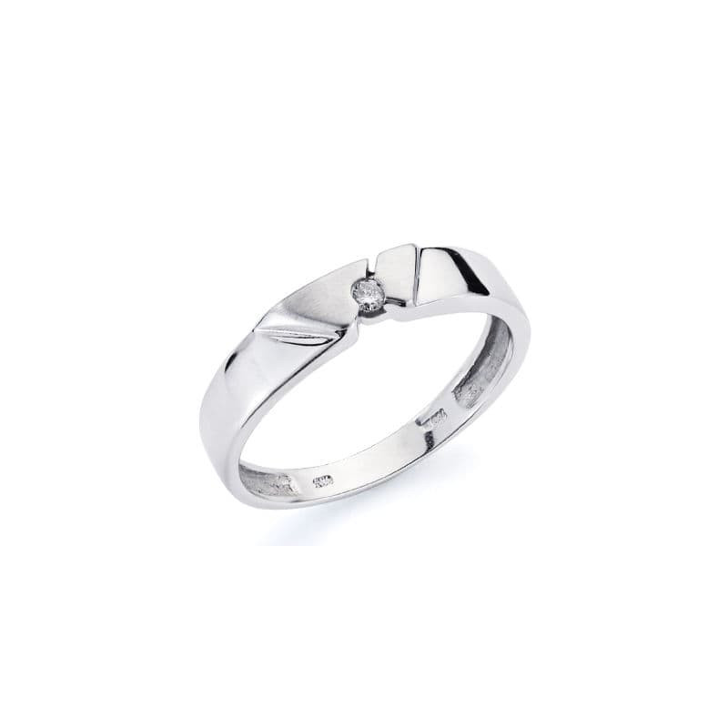 18K SORTIJA ORO BLANCO DIAMANTES NATURALES TALLA BRILLANTE 0.05 QTS.