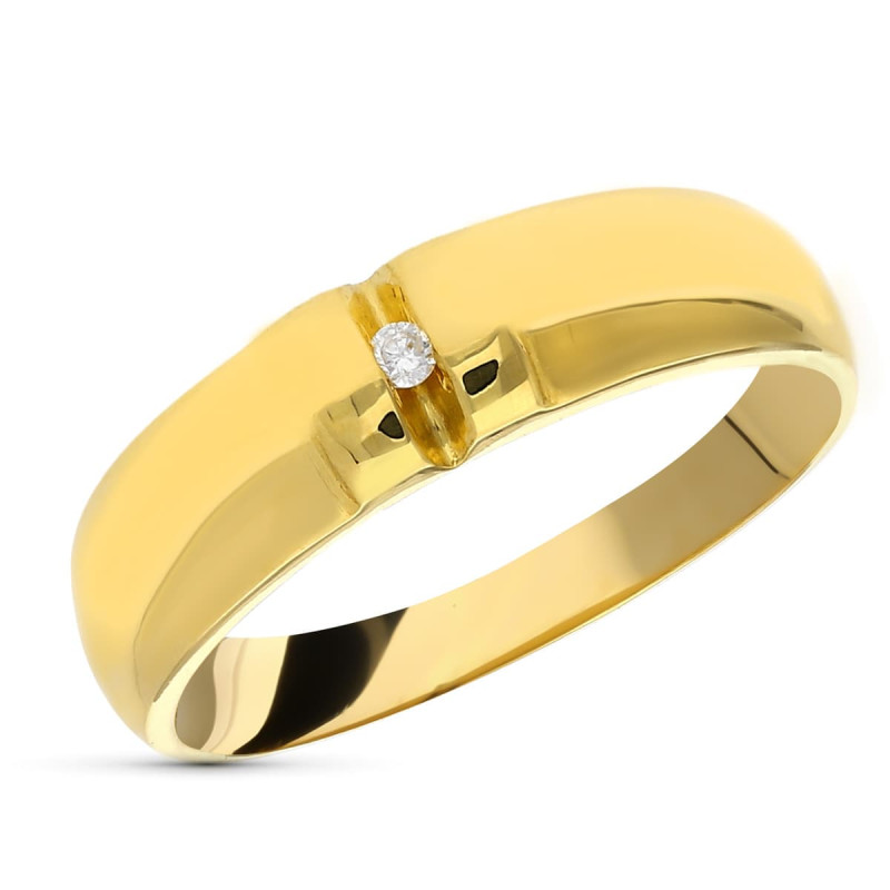 18K SORTIJA ORO AMARILLO DIAMANTE NATURAL 0,05 QTS. ANCHO: 5 MM
