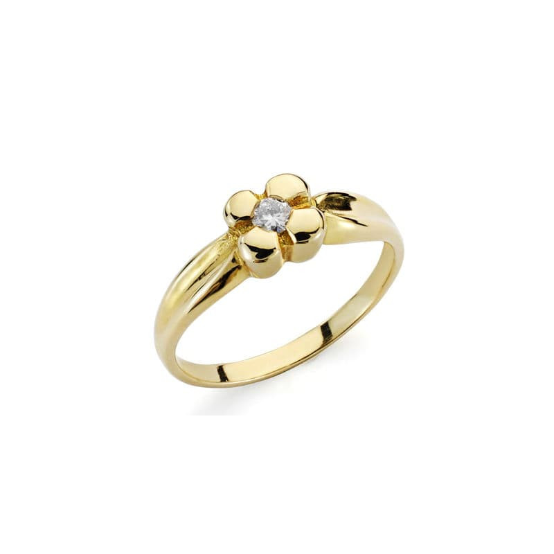 18K SOLITARIO ORO AMARILLO DIAMANTE NATURAL TALLA BRILLANTE 0.10 QTS. COLOR H VSI