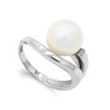 18K SORTIJA ORO BLANCO LISA Y PERLA DE 10 MM 18K SORTIJA ORO BLANCO LISA Y PERLA DE 10 MM