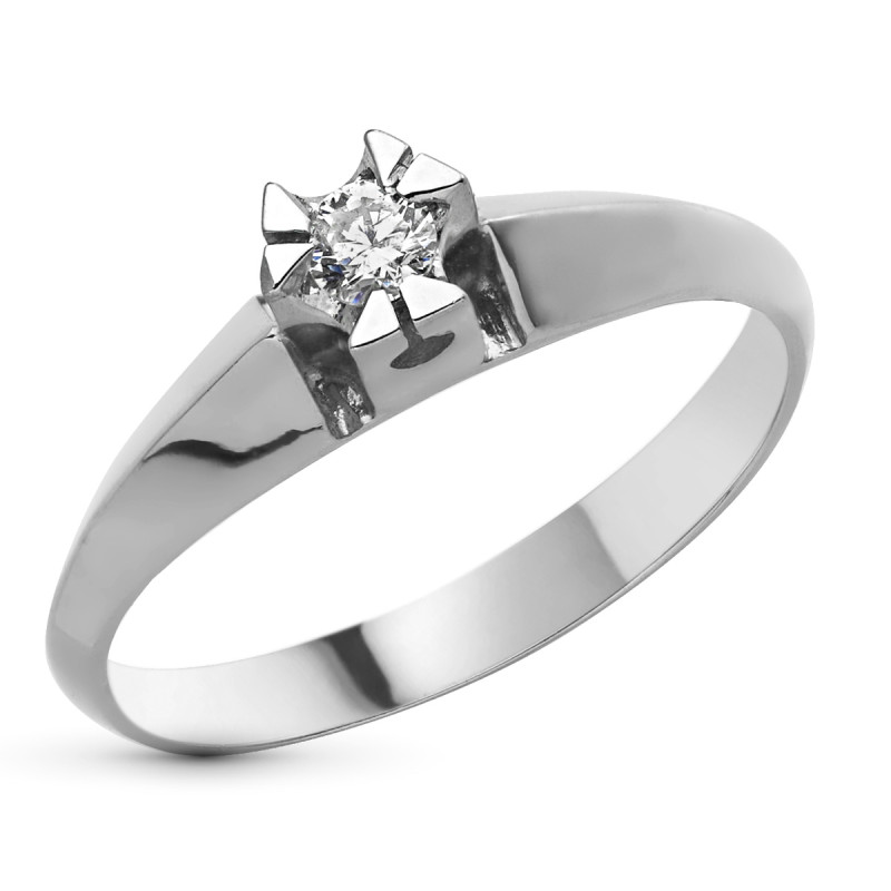 18K SOLITARIO ORO BLANCO DIAMANTE NATURAL TALLA BRILLANTE 0,100 QTS. ANCHO: 5 MM