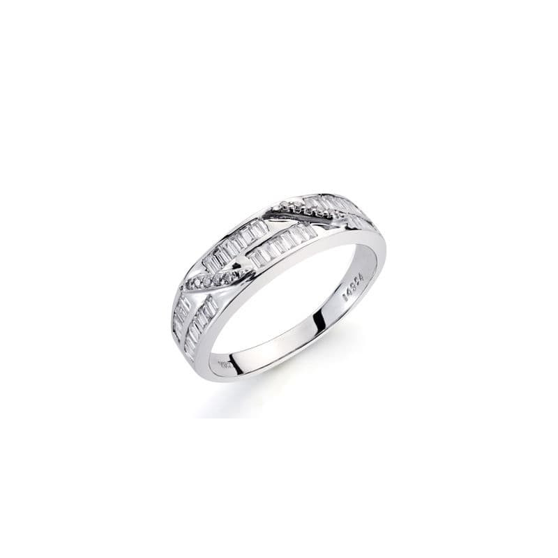 18K SORTIJA ORO BLANCO DIAMANTES NATURALES  TALLA BRILLANTE 0.030/0.410  QTS. ANCHO: 5MM