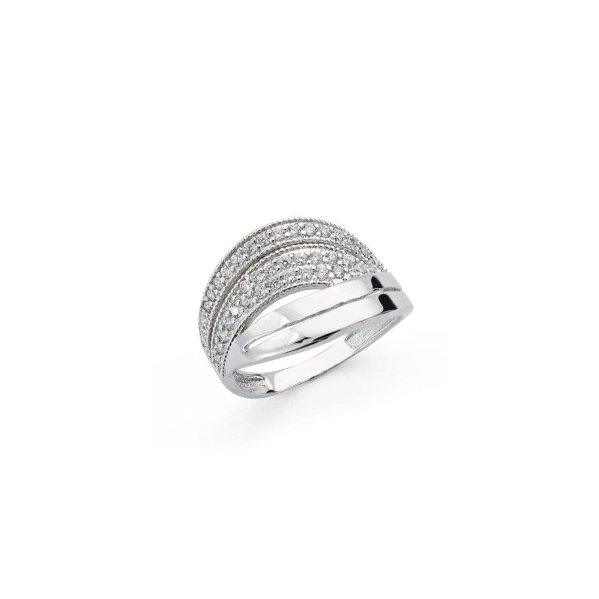 18K SORTIJA ORO BLANCO CON CIRCONITAS. ANCHO: 14 MM