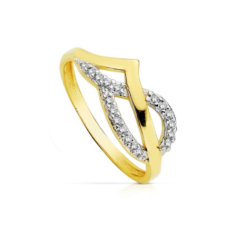 18K SORTIJA ORO BICOLOR CIRCONITA  ANCHO: 8 MM