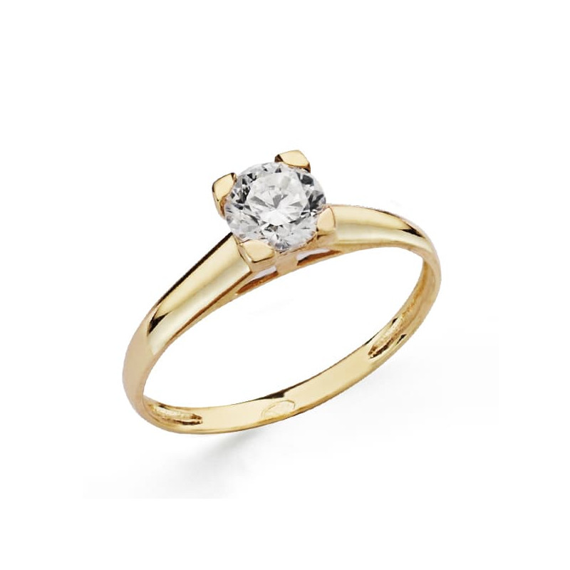 18K SOLITARIO ORO AMARILLO CIRCONITA 6 MM