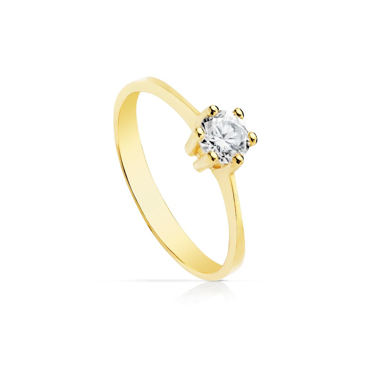 18K SOLITARIO ORO AMARILLO CIRCONITA 5 MM