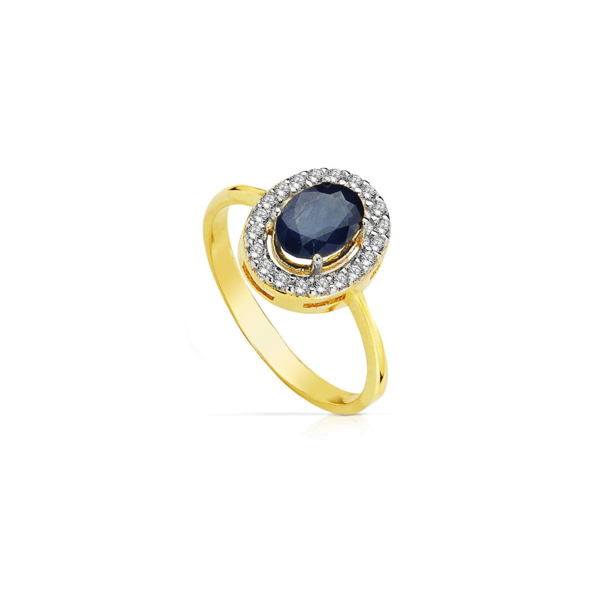 18K SORTIJA ORO BICOLOR OVAL CON ZAFIRO 7X5 MM.
