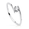 18K SOLITARIO ORO BLANCO CRUZADO CON CIRCONITA DE 4 MM