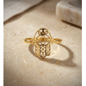 18K SORTIJA ORO AMARILLO MANO DE FATIMA CALADA. MEDIDA: 12X10 MM