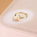 18K SELLO ORO AMARILLO MUJER CABEZA OVAL CON CIRCONITA 9X8 MM