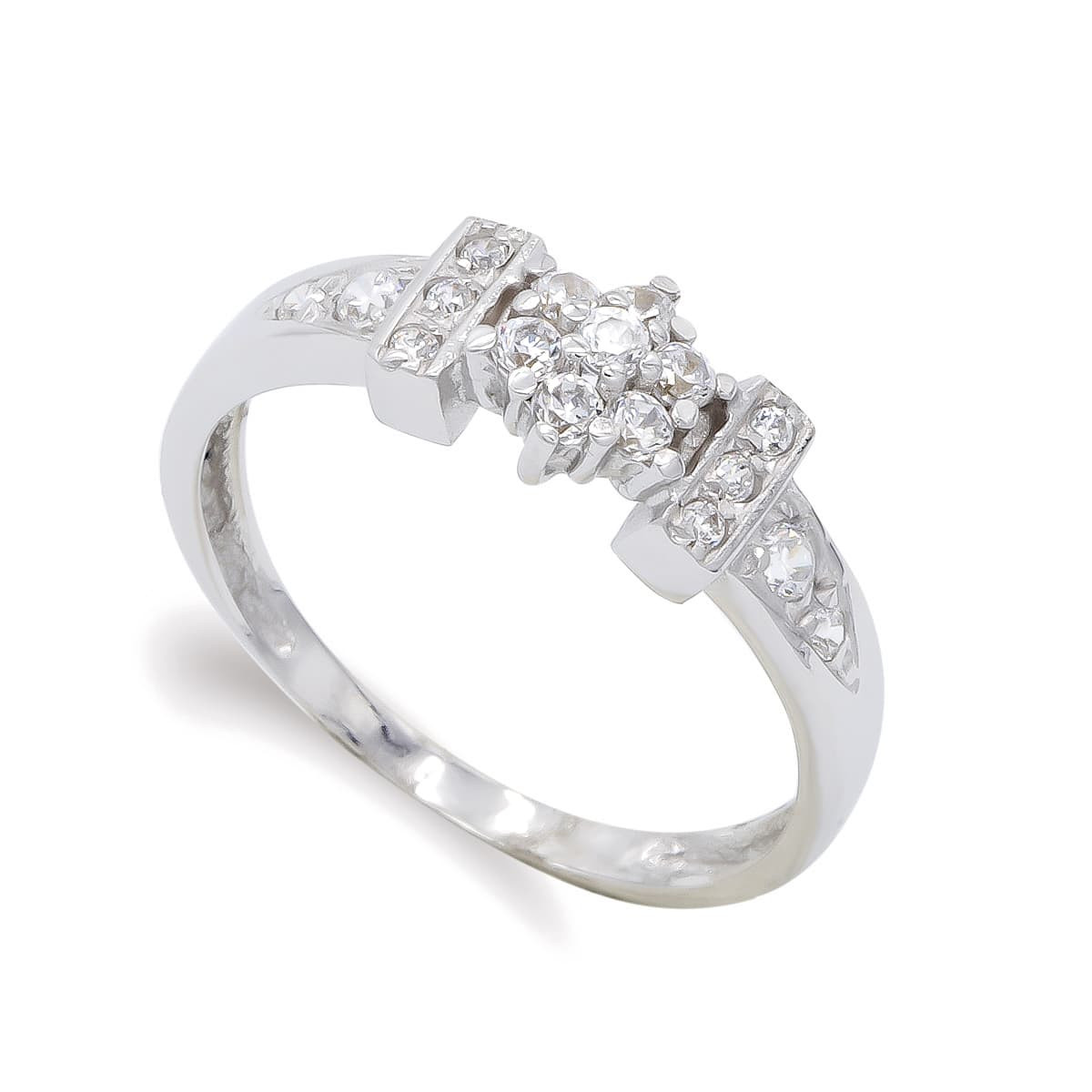 18K SORTIJA ORO BLANCO CON CIRCONITAS. ANCHO: 6,5 MM