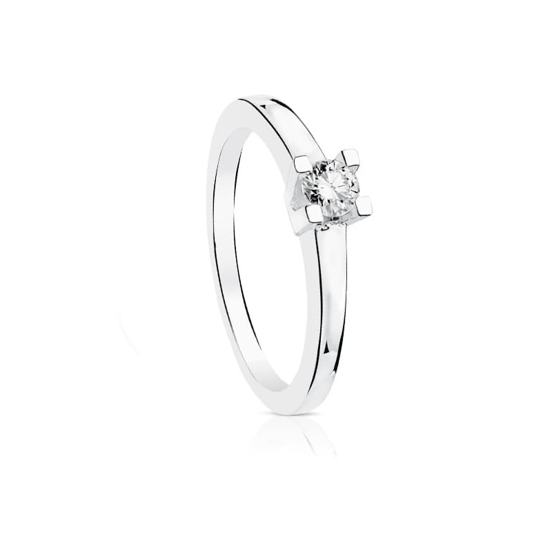18K SOLITARIO ORO BLANCO DIAMANTE NATURAL TALLA BRILLANTE 0.200 QTS. SI-H