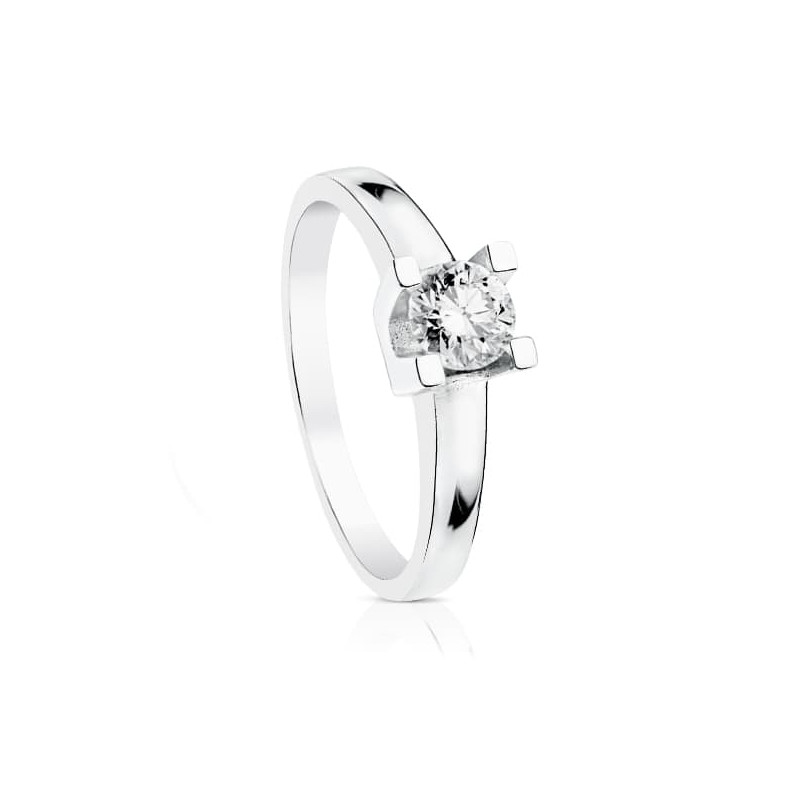 18K SOLITARIO ORO BLANCO DIAMANTE NATURAL 0.500 QTS. PUREZA SI COLOR H TALLA BRILLANTE (solo por encargo)