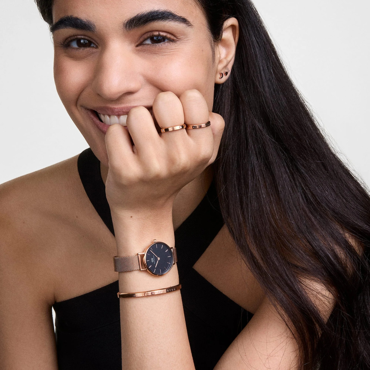 RELOJ DANIEL WELLINGTON MUJER ROSA Y NEGRO