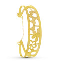 18K PULSERA ORO AMARILLO RIGIDA FLORES LASER