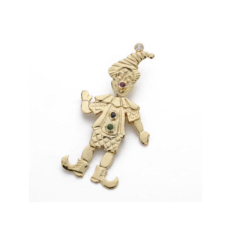 18K COLGANTE PAYASO ARTICULADO ORO AMARILLO. 34X13 MM