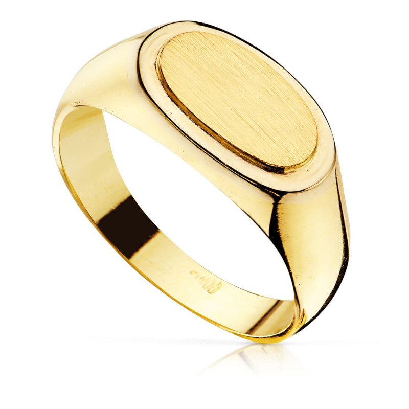 18K SELLO ORO AMARILLO CABALLERO MACIZO OVAL. ZONA GRABADO: 12X6 MM