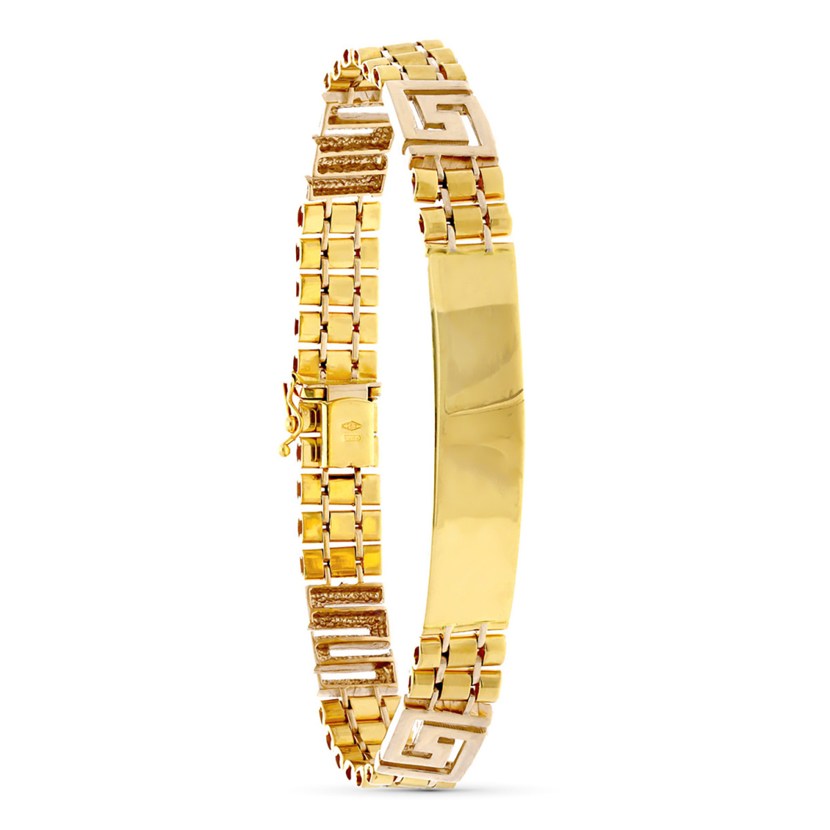 18K PULSERA ESCLAVA HOMBRE ORO AMARILLO HUECA 22 CM ANCHO 10 MM