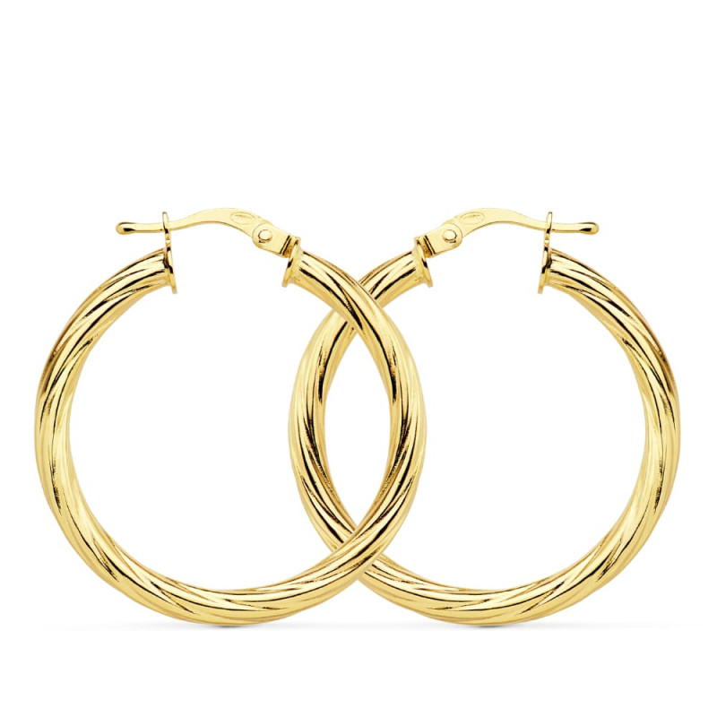 18K AROS ORO AMARILLO HUECOS BRILLO 29X3 MM