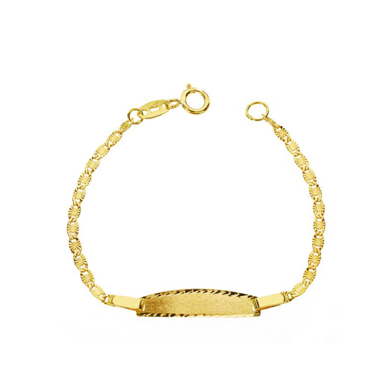 18K PULSERA ORO AMARILLO ESCLAVA TALLADA 12CM CIERRE REASA