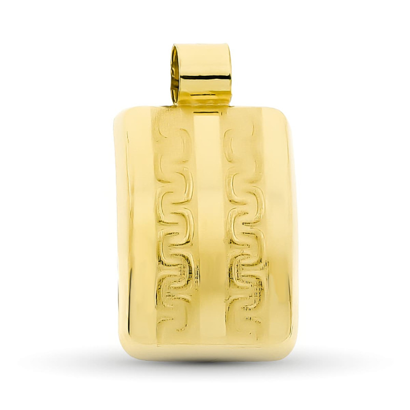 18K COLGANTE ORO AMARILLO RECTANGULAR GRECA 19X11 MM