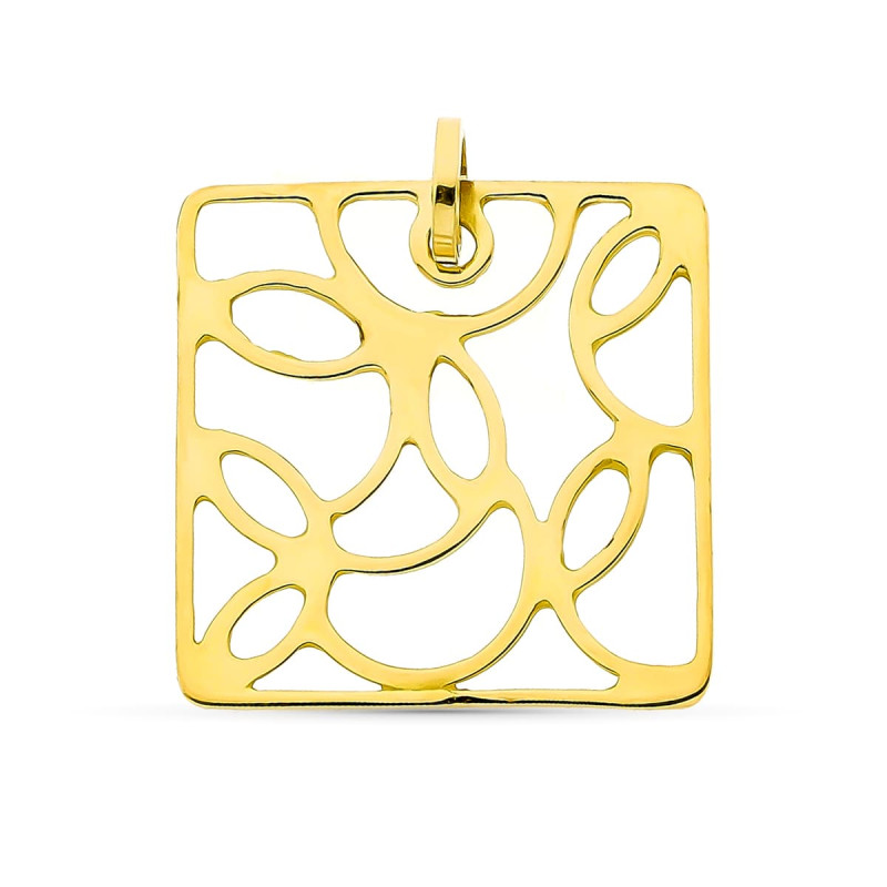 18K COLGANTE ORO AMARILLO CUADRADO CALADO