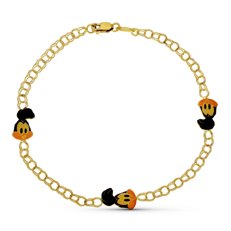 18K PULSERA ORO AMARILLO ESMALTE CORRE CAMINOS. 18CM