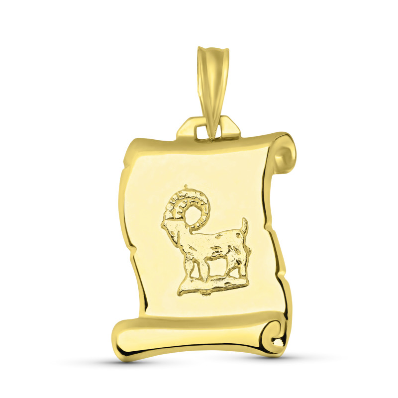 18K  COLGANTE HOROSCOPO ORO AMARILLO ARIES PERGAMINO