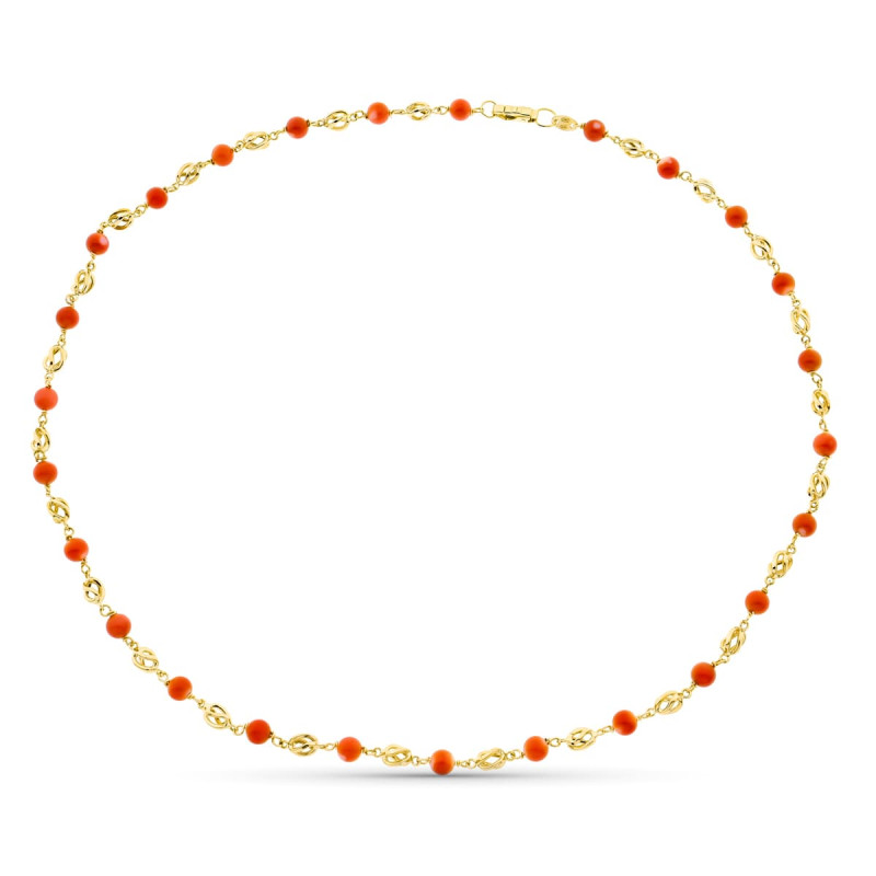 18K GARGANTILLA ORO AMARILLO JAULA CORAL FINO JAPONES 5 MM 50CM